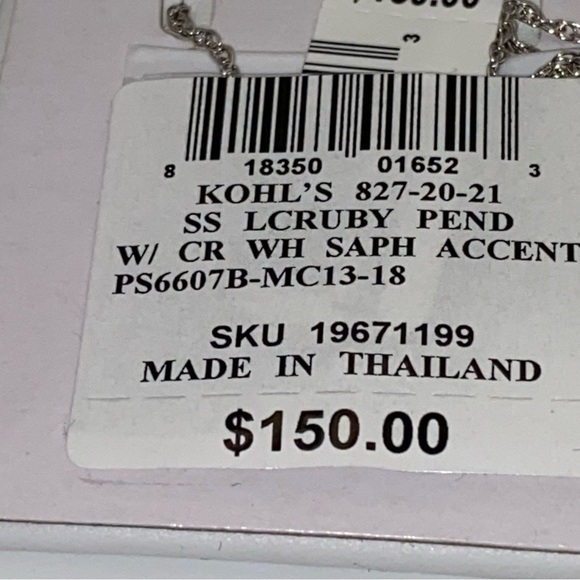 Kohl’s Lab created Ruby set in SS with lab created sapphire accent necklace - Picture 6 of 7